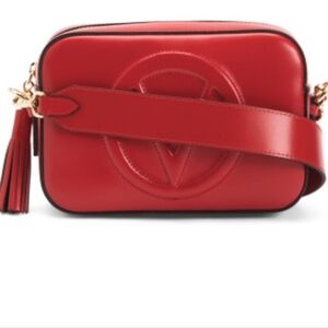 Valentino By Mario Valentino Red Crossbody Bag with Gold-Tone Accents